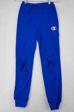 Champion Leggings Womens Small Blue Yoga Pants Distressed Vented Emboidered Logo