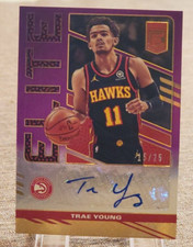 TRAE YOUNG 2021-22 Elite Signatures Purple Auto SP 15 /25 HAWKS ES-TYG