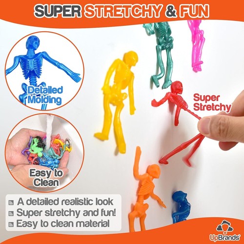 UpBrands 120 Stretchy Skeleton Toys, Party Favors for Kids, Bulk Set, 12 Colors - Picture 3 of 9