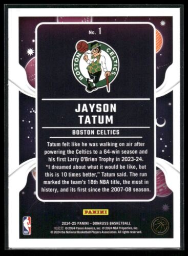 2024-25 Panini Donruss #1 Jayson Tatum Zero Gravity - Picture 2 of 2