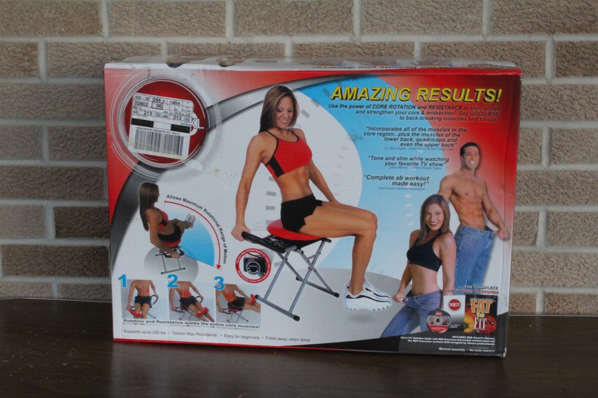 Red DX Fitness Ab Core Machine Abdominal Exercise Chair Adjustable Resistance