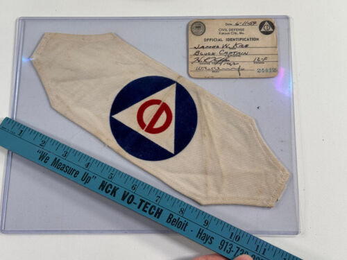 1954 Civil Defense Helmet Arm Band & Card WW2 homefront LOT Kansas city MO - Picture 3 of 19