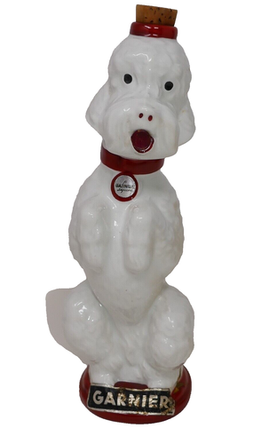 Garnier Liquor White French Poodle Collectible Empty Decanter  - Picture 1 of 8