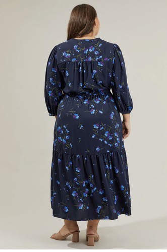 NWT Sugarlips Toruń Midi dress Curve Elegant Blue Floral Dress size 3X 🌸 - Picture 5 of 9