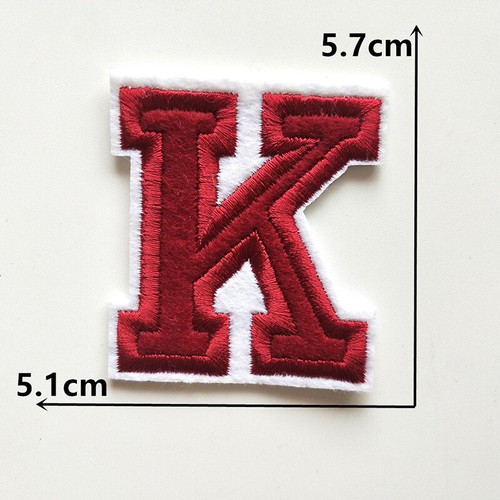 Letters Alphabet Red Embroidered Iron On For Garment Applique Clothing Stickers - Picture 12 of 38
