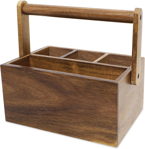 Acacia Wood Silverware Caddy Organizer, Flatware for Kitchen, Picnic & Party - Picture 8 of 12