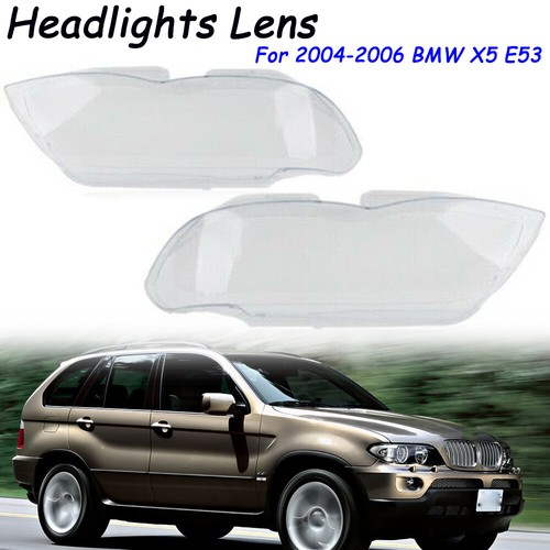 Pair Headlight Lens Cover Headlamp Shell Transparent For BMW X5 E53 2004-2006 - Picture 7 of 12