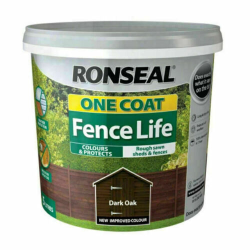 Ronseal One Coat Fence Life Paint 5L - Tudor Black Oak - Picture 1 of 1