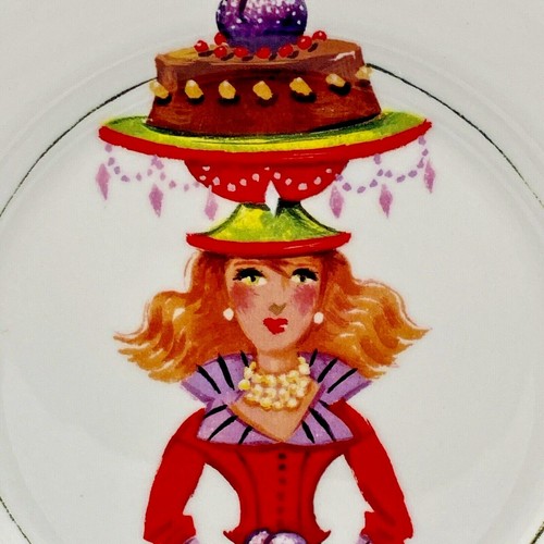 Sugar Plum Holiday Shoppers Made for Neiman Marcus 8” Round Decorative Plate - Picture 2 of 5