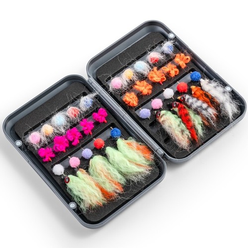 40pcs/76pcs Fly Fishing Lures Dry Wet Flies Nymph Hook Bass Trout Fishing Bait - Picture 9 of 10