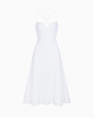 Khy by Kylie Jenner Poplin Low Back Midi Dress WHITE SIZE 6 - Picture 2 of 7