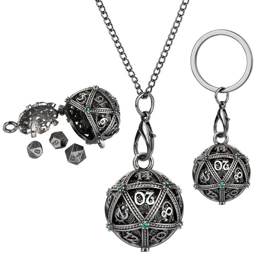 Micro dados de coleccionista RPG de metal 7 piezas con estuche de almacenamiento en forma de bola llavero - Imagen 9 de 16