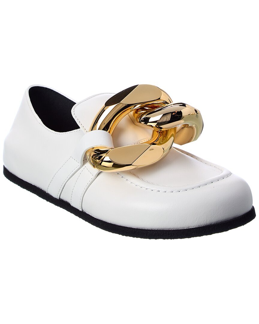 Женские кожаные мокасины на цепочке Jw Anderson, белый 36