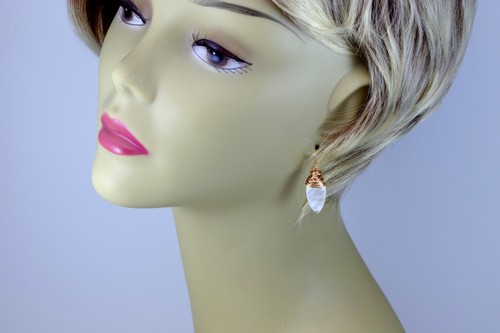 Rainbow Moonstone Earrings Marquis Sterling 14k Solid Yellow Gold Drop Wire Wrap - Picture 16 of 16