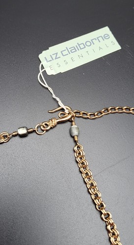 Vintage Gold Tone Crackle Mosaic Mother of Pearl Necklace Liz Claiborne New - Picture 7 of 12