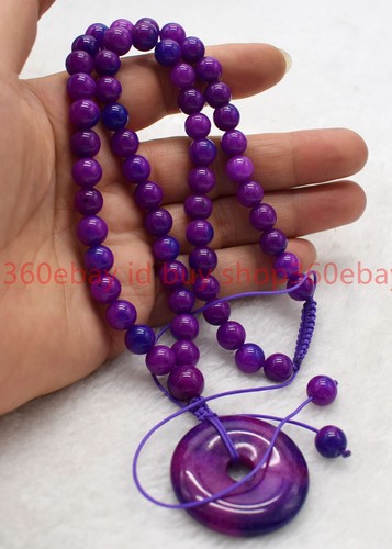 Natural 6/8/10/12mm Purple Sugilite Round Gemstone Beaded Pendant Necklace 18in - Picture 9 of 12
