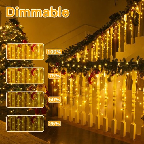 Icicle Lights for Outside 25FT, Color Changing 306LED Warm White to Multicolor - Picture 6 of 7