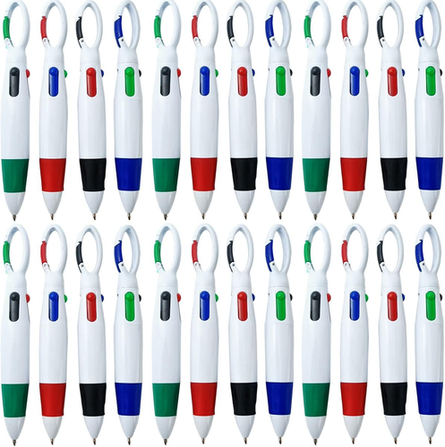 NSBELL 24PCS Plastic Carabiner Shuttle Pens 4-In-1 Retractable Ballpoint Pens Mu - Afbeelding 10 van 12