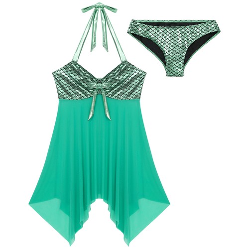 Womens Mermaid Shiny Swimsuit Vacation Beachwear Irregular Briefs Bathing Suit - Afbeelding 7 van 35