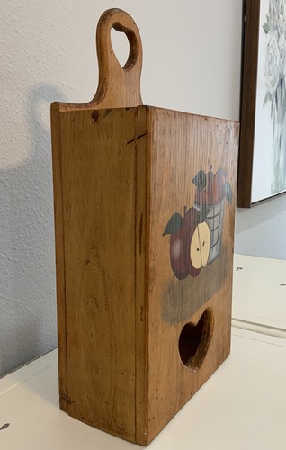 Vtg Wooden Apple Recycle Box Plastic Bags Wall Decor 1997 ABC Distributing Inc - Picture 3 of 7