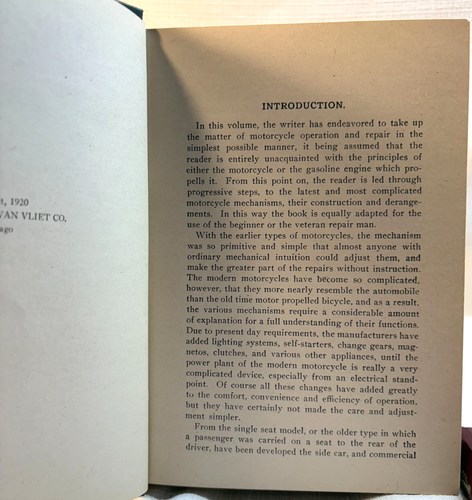 1920 Hard Cover Book-A B C of the MOTORCYCLE-J B Rathbun-MISPRINT on Spine - Picture 6 of 8