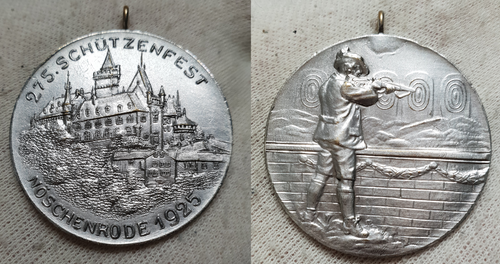 Wernigerode 1925 Schießen unc Medaille Silber Stadtansicht Noschenrode Deutschland Anhalt - Bild 1 von 8