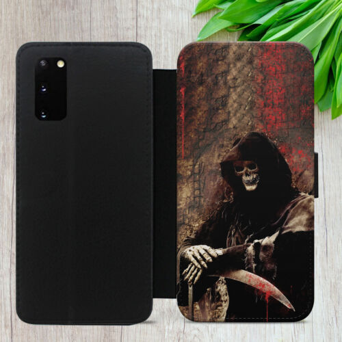 GRIM REAPER FLIP FOR IPHONE SAMSUNG GOOGLE GOTHIC ART WALLET PHONE CASE COVER - Picture 5 of 37