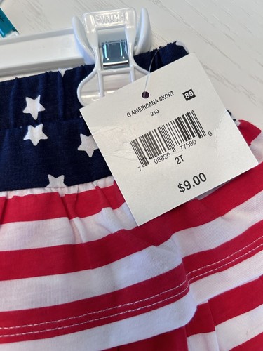 NWT Baby Girls Flag Skort 4th of July Red White Blue Hearts Sz 2T Skirt Shorts - Picture 6 of 6