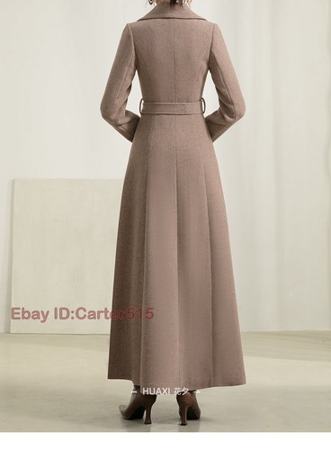 Langer Damen-Maximantel Slim Fit Wollmischung Reverskragen schmale Jacke Parka Oberbekleidung - Bild 18 von 28