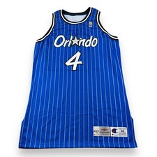 VTG NBA Orlando Magic #4 Rony Seikaly Game Worn Pro Cut Jersey Signed Sz 48 +4L