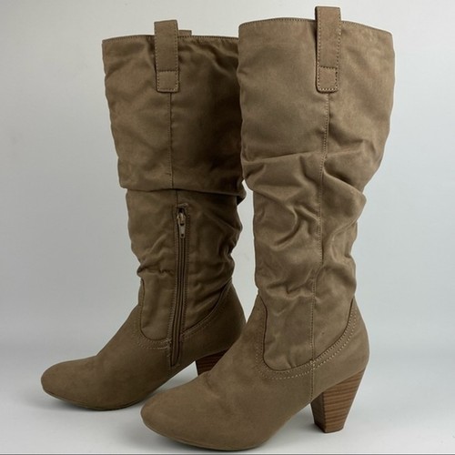 Call It Spring Heeled Boots Womens Size 7 Tan Zipper Long Boots  - Picture 4 of 11