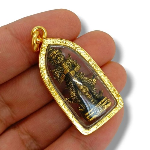 Riesen Gott Wessuwan Gold Mikron Anhänger Uhr Bangchan Tempel Thai Buddha Amulett - Bild 3 von 3