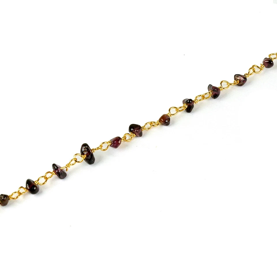 Cadenas de rosario naturales de granate rojo sin cortar envueltas en alambre joyería hágalo usted mismo 3 pies Foto 2 de 4