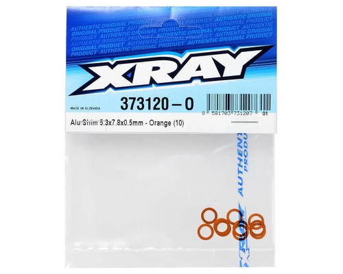 XRAY 5.3x7.8x0.5mm Aluminum Shim (Orange) (10) [XRA373120-O] - Picture 2 of 2