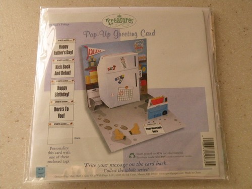 3-D Pop Up Greeting Card For Male Any Occasion FUN CARD Man Cave Scene Full Frig - Picture 5 of 5