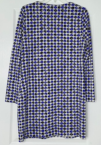 Diane von Furstenberg DVF Reina Check Dot Print Long Sleeve Split-Neck Dress 12 - Picture 7 of 11
