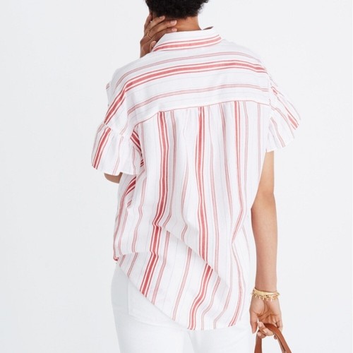 Madewell Central Rüschenärmel Shirt Carey Streifen rot/weiß Gr. XS - Bild 5 von 13
