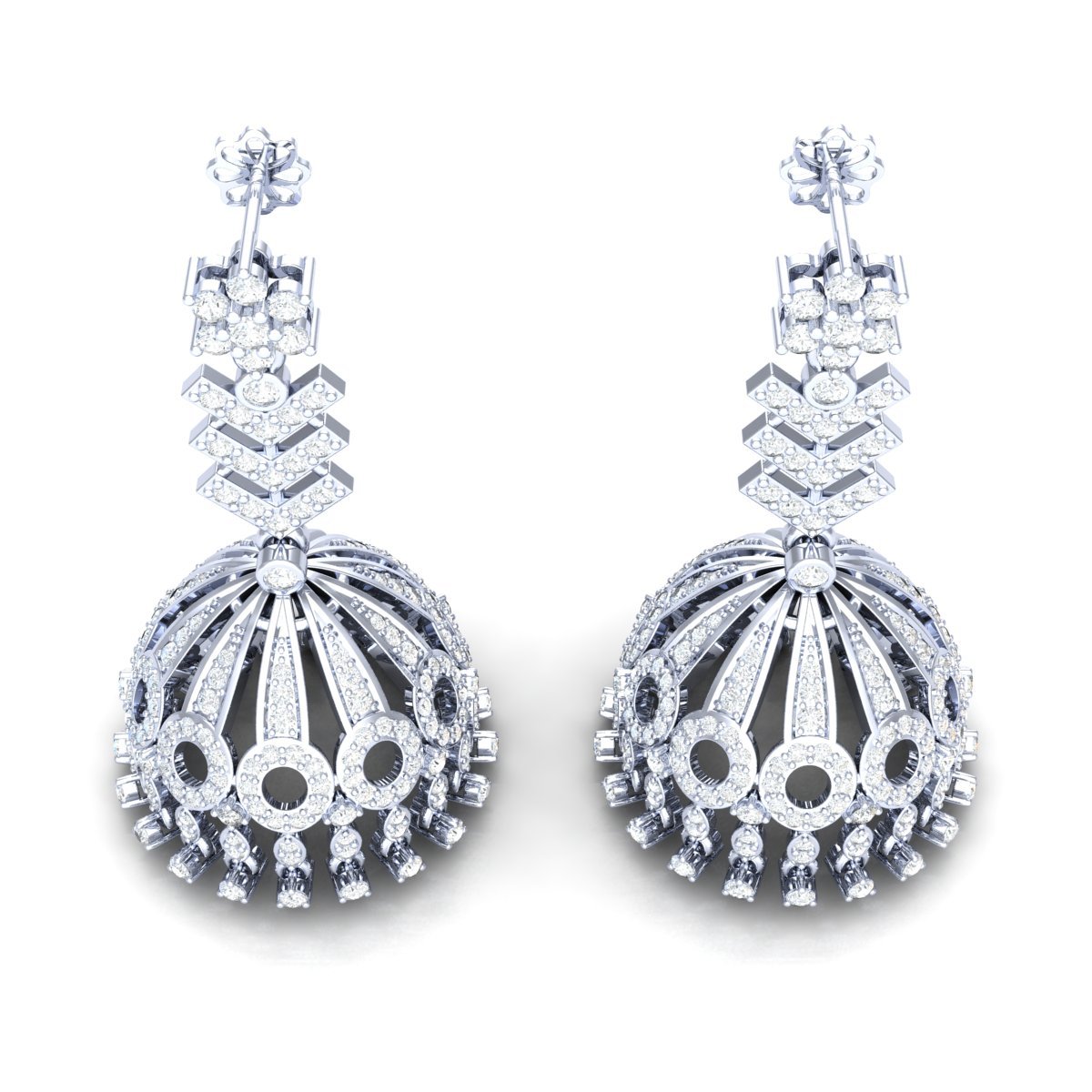 10carat Round Cut Diamond Solid 14K gold Earrings Women's Fancy Chandelier 10carat Round Cut Diamond Solid 14K gold Earrings Women's Fancy Chandelier