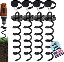 USA 4-Pc Pack Spiral Stakes Heavy Duty Anchor Kit Ice Screw Anchor for Trampolin