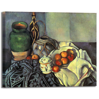 Cezanne Stillleben 44 Design Bild Druck Leinwand Gemälde mit Rahmen Wohnkultur