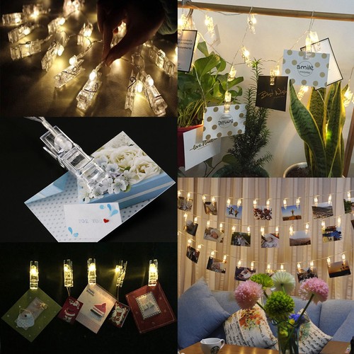 10 30 x LED Battery Photo Clip Light Peg Fairy String Lights Hanging Photo Decor - Picture 10 of 20