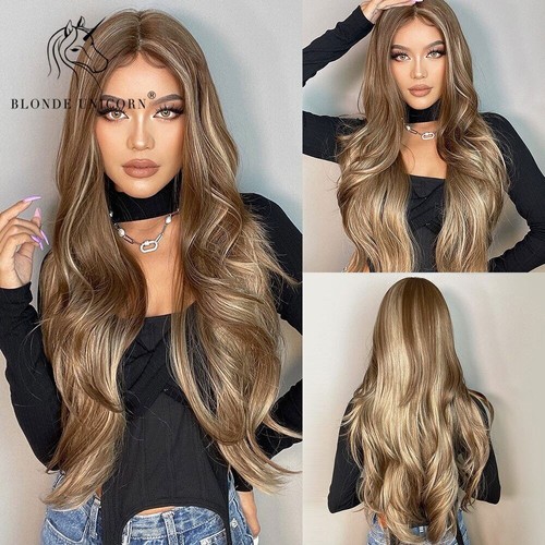 Blonde Unicorn Lace Front Dark Brown Medium Straight Hair Synthetic Wigs - Picture 14 of 29