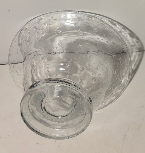 Clear Glass Bowl Controlled Bubbles Pedestal Dish 8" Wide Unmarked  - Picture 2 of 2