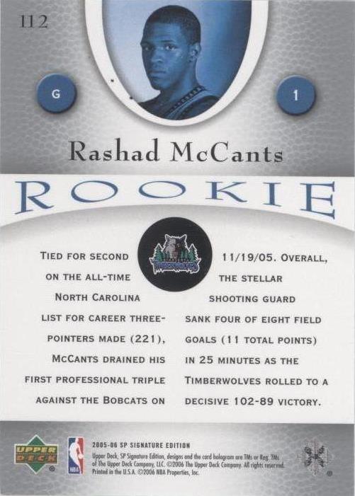 2005-06 SP Signature Edition - Rashad McCants #112
