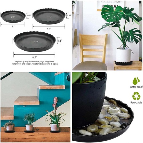 12Pcs Plant Saucer, 6 8 10 Inch Durable Plastic Plant Tray, Black Round - Picture 5 of 7