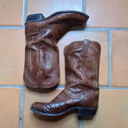 Lucchese 1883 Diego Ostrich Boots Sz 10.5 Ee Toe N1017R4 Leather Vintage OBO