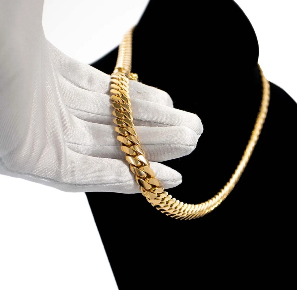 Cadenas de Titanium ® Chapada en Oro 14K Para Hombre Cadena Cubana Joyería 12 MM Foto 2 de 4