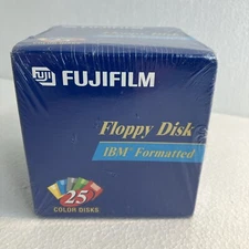 Fujifilm Box of 25 IBM Formatted 1.44MB Colored Floppy Disks Brand New Sealed