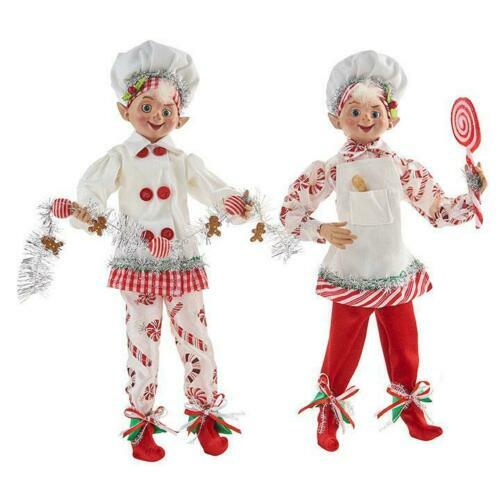 Elfi posabili RAZ 16" - Set di 2 simpatici elfi lecca-lecca e panettiere NUOVI - Foto 1 di 1