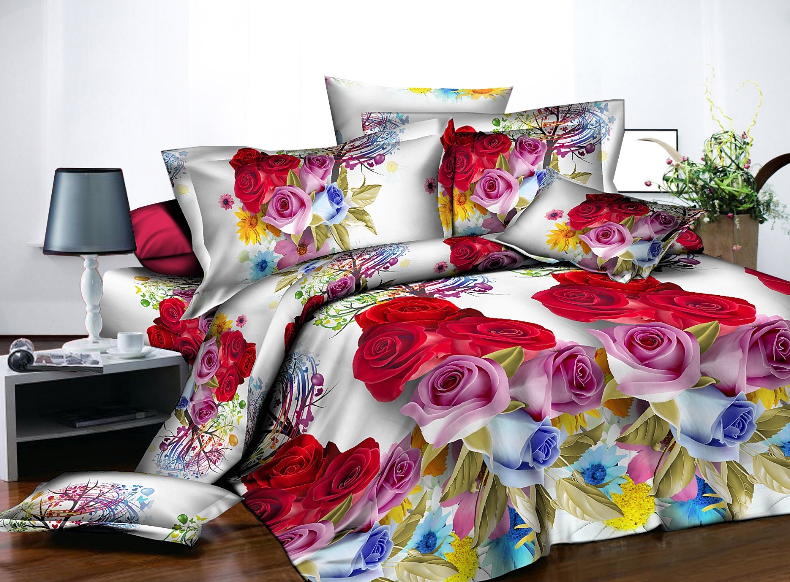 Stampa Floreale Floreale Floreale Piumone trapunta copertura completa 4Pcs Set di biancheria da letto federa lenzuolo 956ccf Stampa Floreale Floreale Floreale Piumone trapunta copertura completa 4Pcs Set di biancheria da letto federa lenzuolo 956ccf